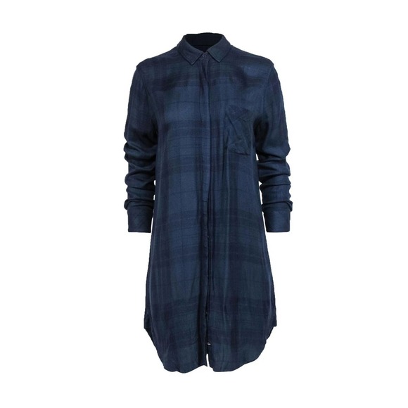 Rails Dresses & Skirts - Rails Plaid Flannel Long Sleeve Shirt Dress Dark Navy Green Womens Medium H10707
